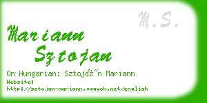 mariann sztojan business card